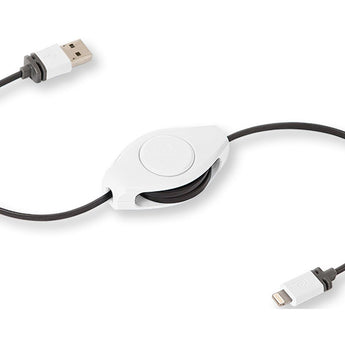 ReTrak Retractable iPhone 5/6 iPad Lightning Charge and Sync Cable - White