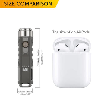 RovyVon Aurora A1 USB-C Rechargeable LED Keychain Flashlight - 650 Lumens or 450 Lumens - CREE XP-G3 or Nichia 219C - 3rd Gen - Uses Built-in 300mAh Li-Poly Battery Pack - Grey, Black, Purple, or Army Green