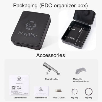 RovyVon A2 Gen 4 USB-C Rechargeable LED Keychain Flashlight -Luminus SST-20 or High CRI - 650 Lumens or 420 Lumens - Uses Built-in Li-ion Battery Pack - Silver