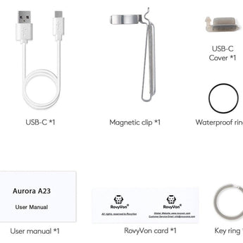 RovyVon A23 Gen 2 USB-C Rechargeable LED Flashlight - 1000 Lumens or 700 Lumens - Uses 850mAh Li-ion Battery Pack - Black or Aqua Blue - Cool White or High CRI