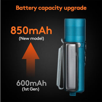 RovyVon A23 Gen 2 USB-C Rechargeable LED Flashlight - 1000 Lumens or 700 Lumens - Uses 850mAh Li-ion Battery Pack - Black or Aqua Blue - Cool White or High CRI