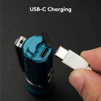 RovyVon A23 Gen 2 USB-C Rechargeable LED Flashlight - 1000 Lumens or 700 Lumens - Uses 850mAh Li-ion Battery Pack - Black or Aqua Blue - Cool White or High CRI