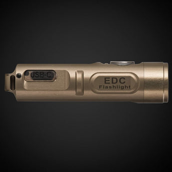 RovyVon A3 Pro Gen 4 USB-C Rechargeable LED Keychain Flashlight - Luminus SST-20 or High CRI LED - 650 or 420 Lumens - Uses Built-in Li-ion Battery Pack - Marble Gray or Desert Tan