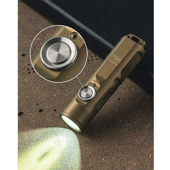 RovyVon A3 Pro Gen 4 USB-C Rechargeable LED Keychain Flashlight - Luminus SST-20 or High CRI LED - 650 or 420 Lumens - Uses Built-in Li-ion Battery Pack - Marble Gray or Desert Tan