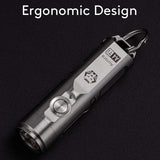 RovyVon A4 Gen 4 USB-C Rechargeable LED Keychain Flashlight - Luminus SST-20 or NICHIA 219C - 650 Lumens or 420 Lumens - Uses Built-in Li-ion Battery Pack - Natural Titanium
