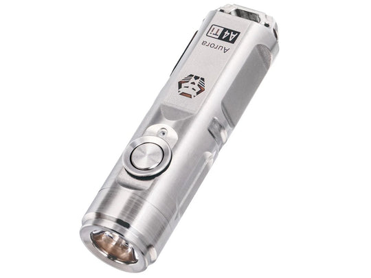 RovyVon A4 Gen 4 USB-C Rechargeable LED Keychain Flashlight - Luminus SST-20 or NICHIA 219C - 650 Lumens or 420 Lumens - Uses Built-in Li-ion Battery Pack - Natural Titanium