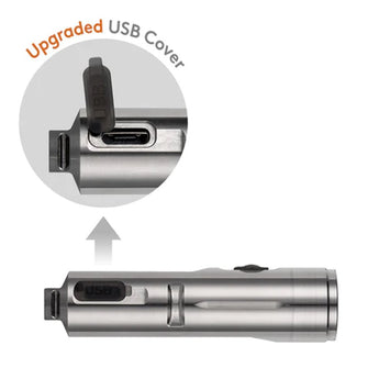 RovyVon Aurora A4 Pro USB-C Rechargeable LED Keychain Flashlight - 650 Lumens or 420 Lumens - Nichia 219C or CREE XP-G3 - 3rd Gen - Uses Built-in 330mAh Li-Poly Battery Pack - Titanium