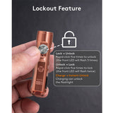 RovyVon A9 Pro USB-C Rechargeable LED Keychain Flashlight - Includes Built-In 330mAh Li-Poly Battery Pack - Copper - Cool White or High CRI