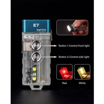 RovyVon Angel Eyes E7 GITD USB-C Rechargeable LED Keychain Flashlight - Luminus SST-20 - Cool or Warm White - White and UV or Red Light Output - Uses Built-in 330mAh Li-Poly Battery Pack  or 1 x AAA