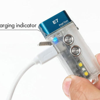 RovyVon Angel Eyes E7 GITD USB-C Rechargeable LED Keychain Flashlight - Luminus SST-20 - Cool or Warm White - White and UV or Red Light Output - Uses Built-in 330mAh Li-Poly Battery Pack  or 1 x AAA