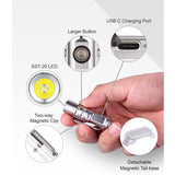 RovyVon Aurora A2 USB-C Rechargeable LED Keychain Flashlight - Luminus SST-20 or Nichia 219C LEDs - 3rd Gen - Uses Built-in 300mAh Li-Poly Battery Pack - Silver, Matte Black, or PVD Blue Colors