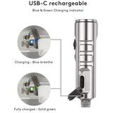 RovyVon Aurora A2 USB-C Rechargeable LED Keychain Flashlight - Luminus SST-20 or Nichia 219C LEDs - 3rd Gen - Uses Built-in 300mAh Li-Poly Battery Pack - Silver, Matte Black, or PVD Blue Colors