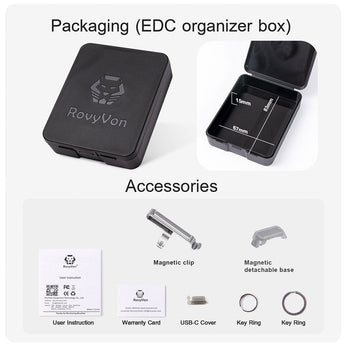 RovyVon Aurora A2 USB-C Rechargeable LED Keychain Flashlight - Luminus SST-20 or Nichia 219C LEDs - 3rd Gen - Uses Built-in 300mAh Li-Poly Battery Pack - Silver, Matte Black, or PVD Blue Colors