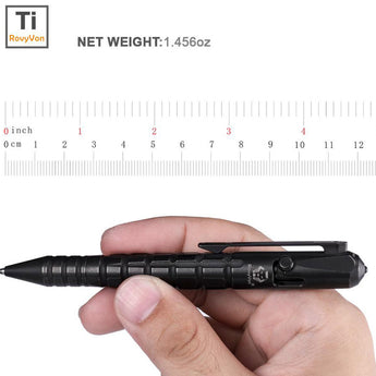 RovyVon Commander C10 Tactical Titanium Pen - Available in Natural Ti, Sandblasted, and PVD Black