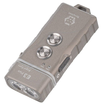 RovyVon E3 Plus USB-C Rechargeable LED Flashlight - Cool White or High CRI - Uses 330mAh Li-ion Battery Pack - Marble Gray, Gunmetal, or Desert Tan