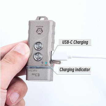 RovyVon E3 Plus USB-C Rechargeable LED Flashlight - Cool White or High CRI - Uses 330mAh Li-ion Battery Pack - Marble Gray, Gunmetal, or Desert Tan
