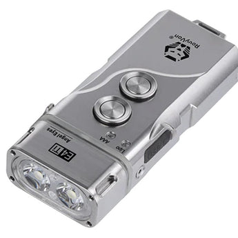 RovyVon Angel Eyes E4 Hybrid Keychain USB-C Rechargeable LED Flashlight - Titanium - Cool  or Warm White LED