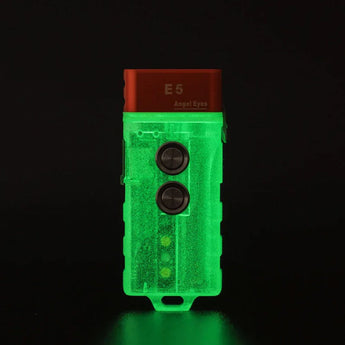 RovyVon Aurora E5 GITD USB-C Rechargeable LED Keychain Flashlight - 700 Lumens or 500 Lumens - Luminus SST-20 - Warm White or Cool White - White and UV or White and Red- Uses Built-in 330mAh Li-Poly Battery Pack  or 1 x AAA