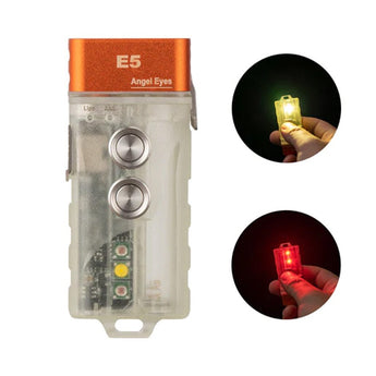 RovyVon Aurora E5 GITD USB-C Rechargeable LED Keychain Flashlight - 700 Lumens or 500 Lumens - Luminus SST-20 - Warm White or Cool White - White and UV or White and Red- Uses Built-in 330mAh Li-Poly Battery Pack  or 1 x AAA