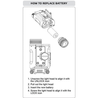 RovyVon GL4 Pro 4 in 1 Rail Mounted LED Flashlight - 400 Lumens - Green Laser - IR Laser - IR Illuminator - Includes 1 x CR123A