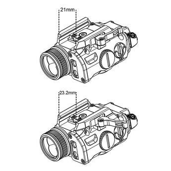RovyVon GL4 Pro 4 in 1 Rail Mounted LED Flashlight - 400 Lumens - Green Laser - IR Laser - IR Illuminator - Includes 1 x CR123A