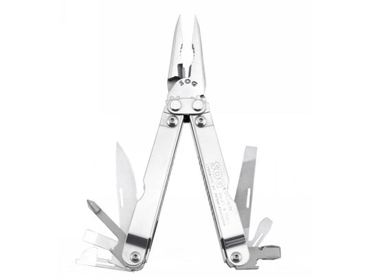 SOG Deluxe Pocket PowerPlier Multi-Tool - Includes 10 Tools - Satin Finish - Nylon Sheath (S45-N)