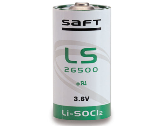 Saft LS-26500 C Size 7700mAh 3.6V Lithium Thionyl Chloride (LiSOCl2) Bobbin Wound Button Top Primary Battery - Bulk