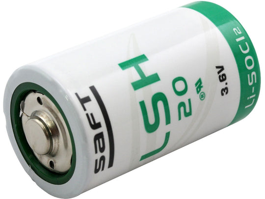 Saft LSH20 D-cell 13000mAh 3.6V 4A Lithium-Thionyl Chloride (LiSOCl2) Spiral Wound Button Top Battery - Bulk