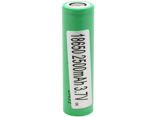 Samsung 25R INR 18650 2500mAh 3.6V Unprotected High-Drain 20A Lithium Ion (Li-ion) Flat Top Battery - Bulk
