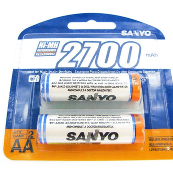 Sanyo 2 AA 2700mAh Ni-MH Rechargeable Batteries