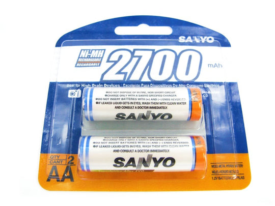 Sanyo 2 AA 2700mAh Ni-MH Rechargeable Batteries