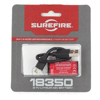SureFire SF18350 1100mAh 3.7V Protected Lithium Ion (Li-ion) Button Top Battery with Built-in Micro-USB Charging Port