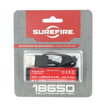 SureFire SF18650B 18650 3500mAh 3.6V Protected Lithium Ion (Li-ion) Button Top Battery with Micro USB Charging Port