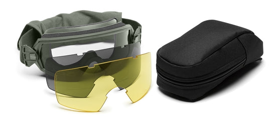 Smith Optics - Outside The Wire Goggles - Foliage Green Frames with Clear Lenses Installed - Gray and Yellow Spare Lenses - Deluxe Kit