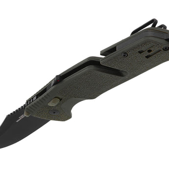 SOG Trident AT-XR Mk3 Folding Knife - 3.7 Inch Blade, Clip Point, Straight Edge - Peg Box - Black and Red, Blackout, or OD Green
