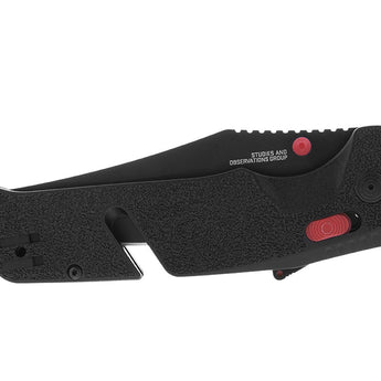 SOG Trident AT-XR Mk3 Folding Knife - 3.7 Inch Blade, Clip Point, Straight Edge - Peg Box - Black and Red, Blackout, or OD Green