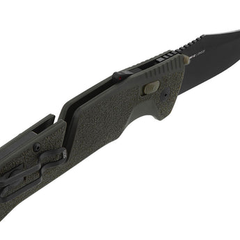 SOG Trident AT-XR Mk3 Folding Knife - 3.7 Inch Blade, Clip Point, Straight Edge - Peg Box - Black and Red, Blackout, or OD Green
