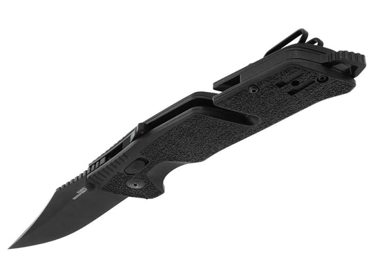 SOG Trident AT-XR Mk3 Folding Knife - 3.7 Inch Blade, Clip Point, Straight Edge - Presentation Box - Blackout