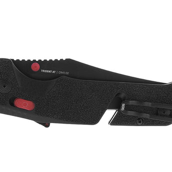 SOG Trident AT-XR Mk3 Partially Serrated Folding Knife - 3.7 Inch Blade, Clip Point, Partially Serrated Edge - Peg Box - Black and Red