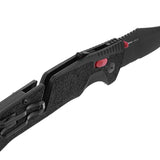 SOG Trident AT-XR Mk3 Partially Serrated Folding Knife - 3.7 Inch Blade, Clip Point, Partially Serrated Edge - Peg Box - Black and Red