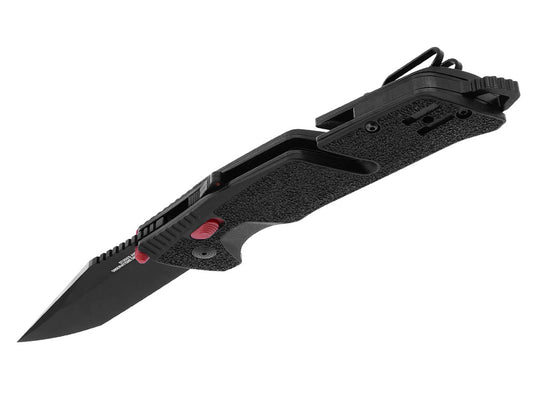 SOG Trident AT-XR Mk3 Tanto Folding Knife - 3.7 Inch Blade, Tanto, Straight Edge - Presentation Box - Black and Red