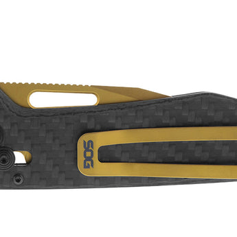 SOG Ultra XR Folding Knife - 2.8 Inch Blade, Clip Point, Straight Edge - Presentation Box - Carbon and Gold or Carbon and Graphite