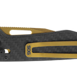 SOG Ultra XR Folding Knife - 2.8 Inch Blade, Clip Point, Straight Edge - Presentation Box - Carbon and Gold or Carbon and Graphite