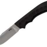 SOG Ace Fixed Blade Knife - 3.8 Inch Straight Edge - Clip Point - Stonewash Finish - Black - Blister Pack (ACE1001-CP)