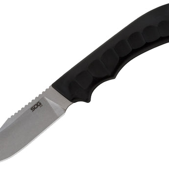 SOG Ace Fixed Blade Knife - 3.8 Inch Straight Edge - Clip Point - Stonewash Finish - Black - Blister Pack (ACE1001-CP)