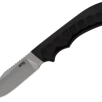 SOG Ace Fixed Blade Knife - 3.8 Inch Straight Edge - Clip Point - Stonewash Finish - Black - Blister Pack (ACE1001-CP)