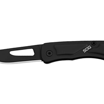 SOG Centi I Folding Knife - 1.4 Inch Straight Edge, Straight Back - Hardcased Black Finish - Black Stainless Steel Handle - Blister Pack (SOG-CE1002-CP)