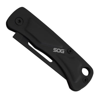 SOG Centi I Folding Knife - 1.4 Inch Straight Edge, Straight Back - Hardcased Black Finish - Black Stainless Steel Handle - Blister Pack (SOG-CE1002-CP)