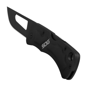 SOG Centi II Folding Knife - 2.1 Inch Straight Edge, Straight Back - Hardcased Black Finish - Black Stainless Steel Handle - Blister Pack (SOG-CE1012-CP)