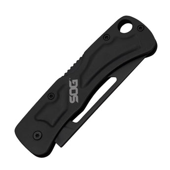 SOG Centi II Folding Knife - 2.1 Inch Straight Edge, Straight Back - Hardcased Black Finish - Black Stainless Steel Handle - Blister Pack (SOG-CE1012-CP)